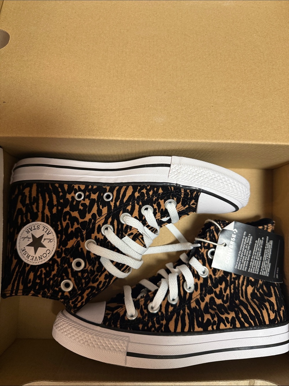 *NEW* Converse High Top Sneakers - Black and Brown Tiger Print